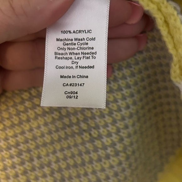 Talbots size M long sleeve bright yellows with gray accents blazer, pockets - Picture 9 of 10